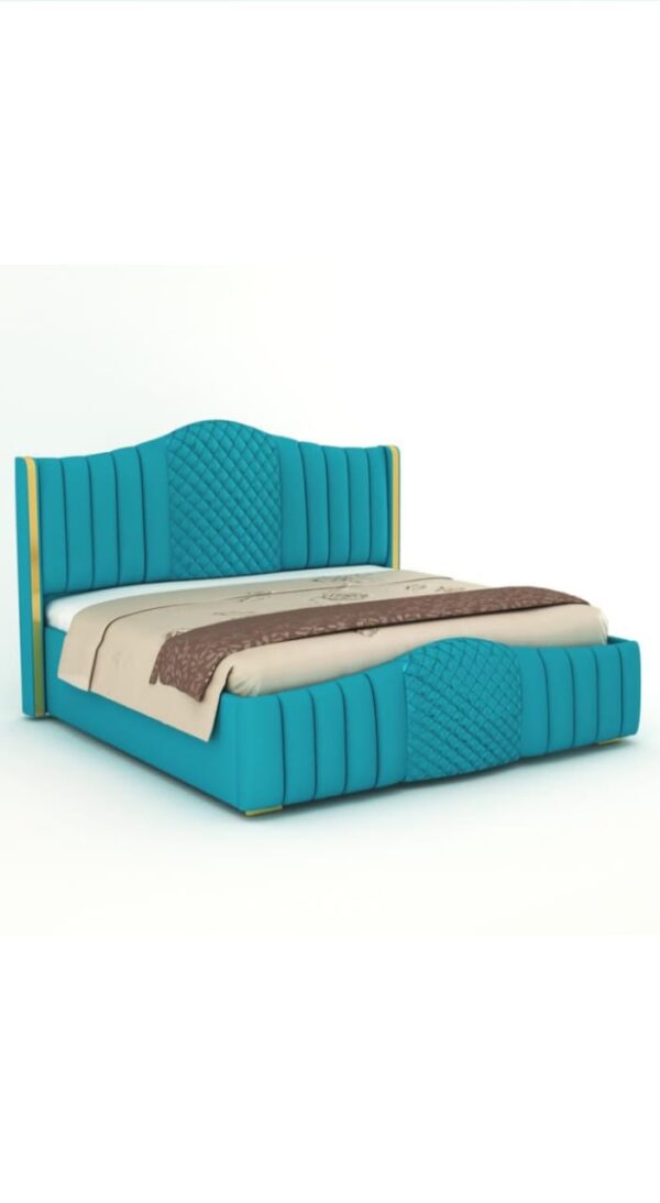 Luxury King Size Quilted Headboard with Golden Accents, Solid Wooden Frame, Premium Bedroom Furniture - Image 3