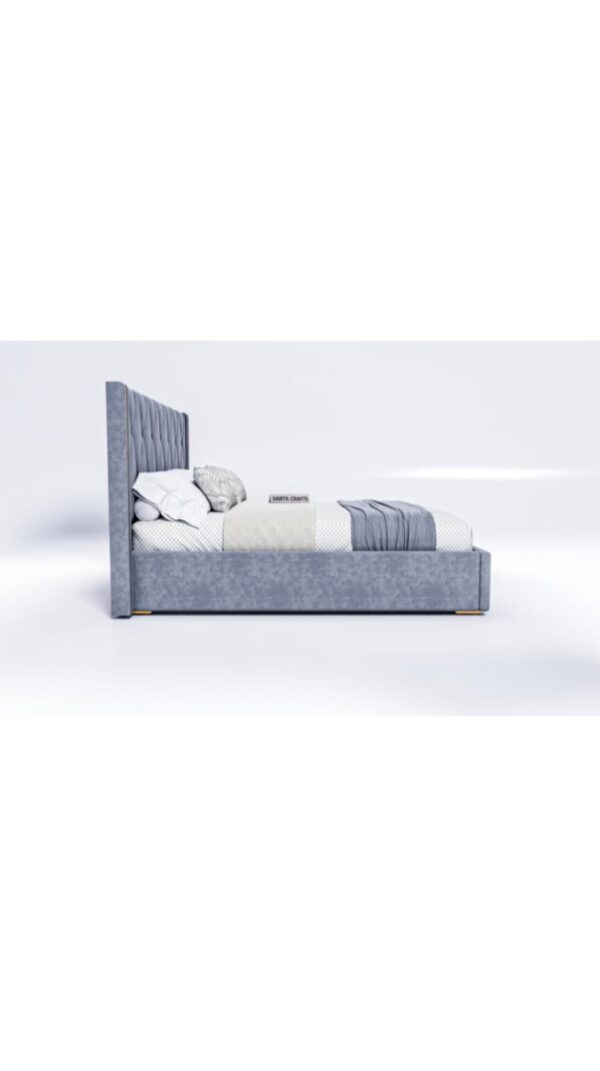 King Size Upholstered Bed with Tufted Headboard – Luxury Grey Fabric Wooden Frame, High-Density Foam, Modern Bedroom Furniture - Image 5