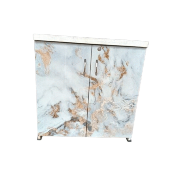Modern Marble Finish Wall Mounted Cabinet | 30x30 Inch Dual Door Storage Unit with 3 Spacious Shelves | Multipurpose Wooden Organizer for Kitchen, Bathroom & Home - Image 2