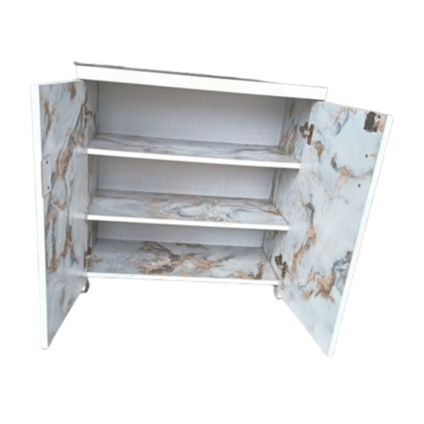 Modern Marble Finish Wall Mounted Cabinet | 30x30 Inch Dual Door Storage Unit with 3 Spacious Shelves | Multipurpose Wooden Organizer for Kitchen, Bathroom & Home - Image 3