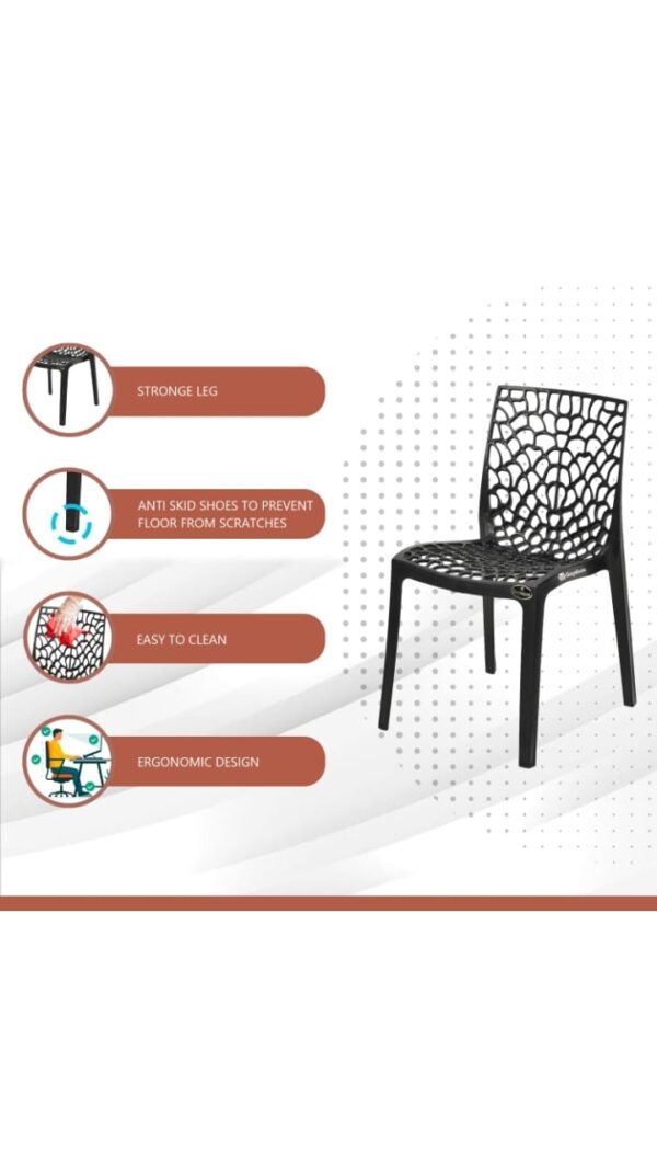 Black Designer Plastic Chair Set of 12 – Modern Indoor & Outdoor Seating - Image 3