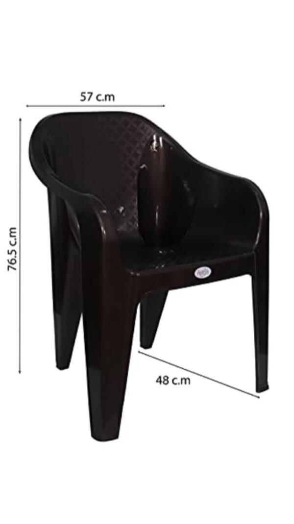 Premium Brown Plastic Arm Chair Set of 4 – Durable Indoor/Outdoor Seating - Image 3