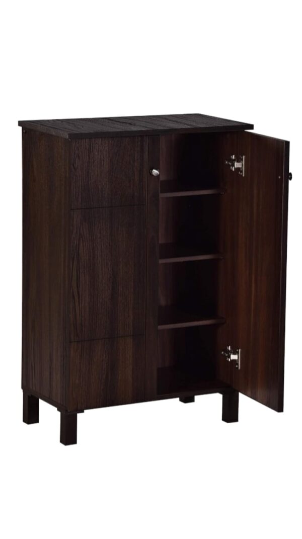 Compact 2-Door Wooden Cabinet for Home Storage – Dark Walnut Finish | Modern Space-Saving Cupboard for Living Room or Bedroom - Image 3