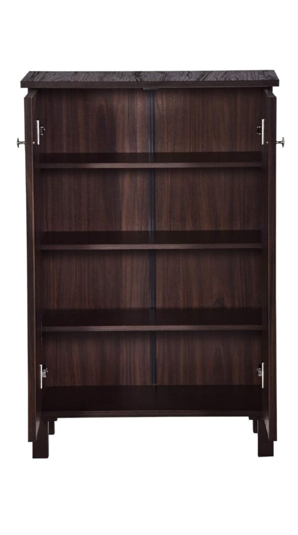 Compact 2-Door Wooden Cabinet for Home Storage – Dark Walnut Finish | Modern Space-Saving Cupboard for Living Room or Bedroom - Image 5