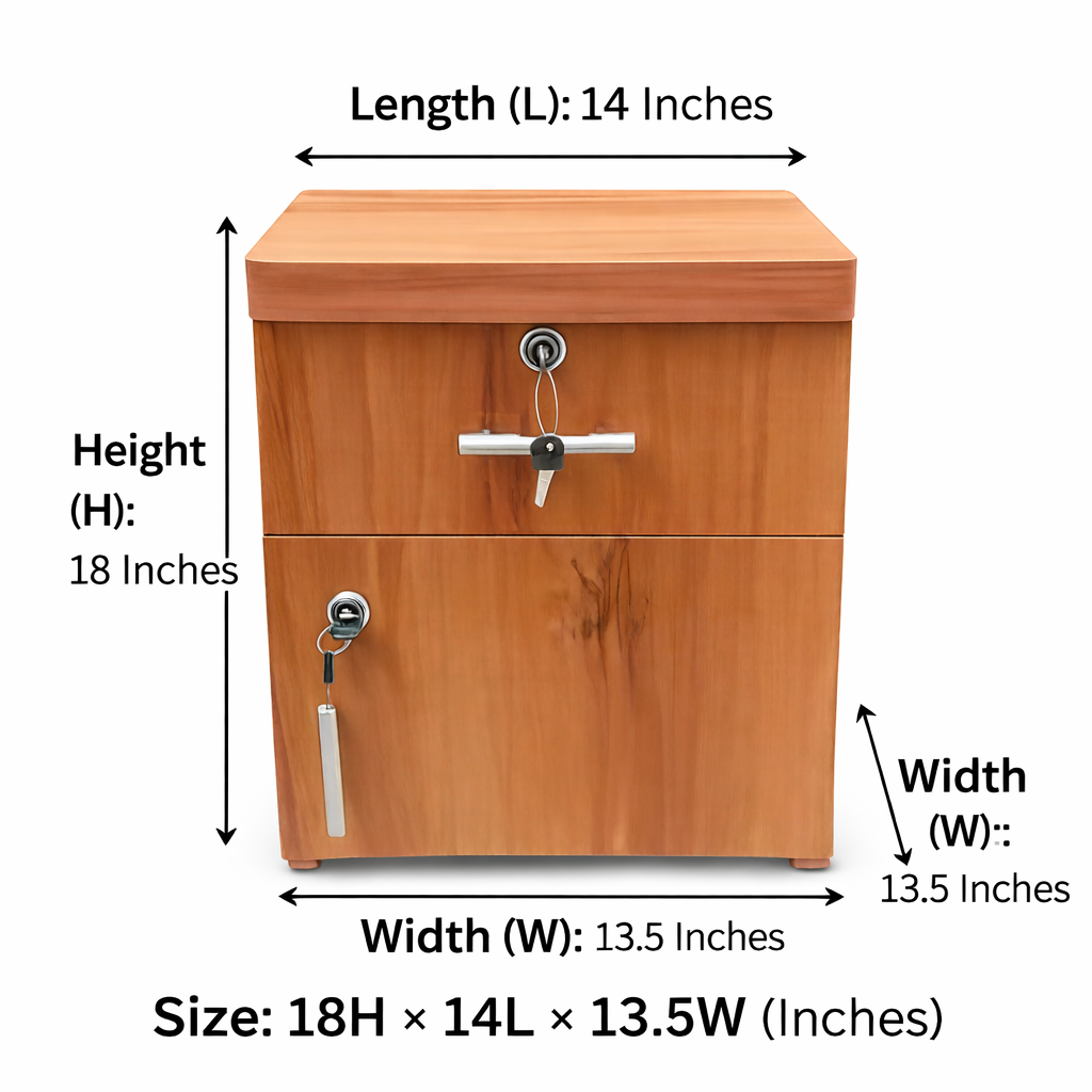 Premium Wooden Bedside Table with Lockable Drawer & Storage Cabinet | Bedroom Nightstand - Image 2