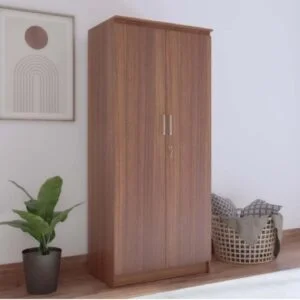 2-Door Wooden Wardrobe with Lock – 72" x 31.5" x 17" | Modern Bedroom Storage Cabinet | Compact Engineered Wood Almirah