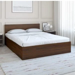 Premium Wooden Queen Size Bed with Bookshelf Headboard & Hidden Storage – Stylish Modern Bedroom Furniture by Mahakal All Furniture