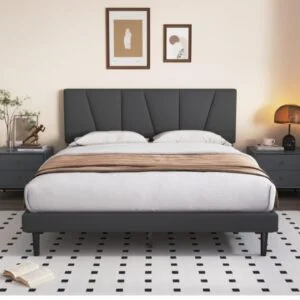 Luxury Modern Bed with Padded Headboard | Premium Wooden Frame | Comfortable King/Queen Size Bed for Bedroom – Mahakal All Furniture